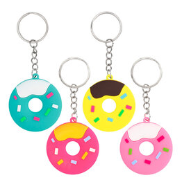 Boland uitdeelcadeautjes sleutelhangers donuts 4 stuks