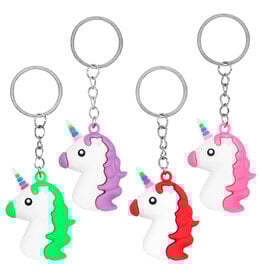 Boland uitdeelcadeautjes sleutelhangers Unicorn 4 stuks