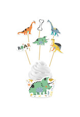 Dino roars cupcake decoratie set 12-delig