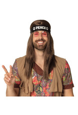 Boland hippie set (hoofdband, bril en ketting)