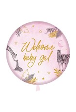 Folieballon baby safari welcome baby girl 45 cm