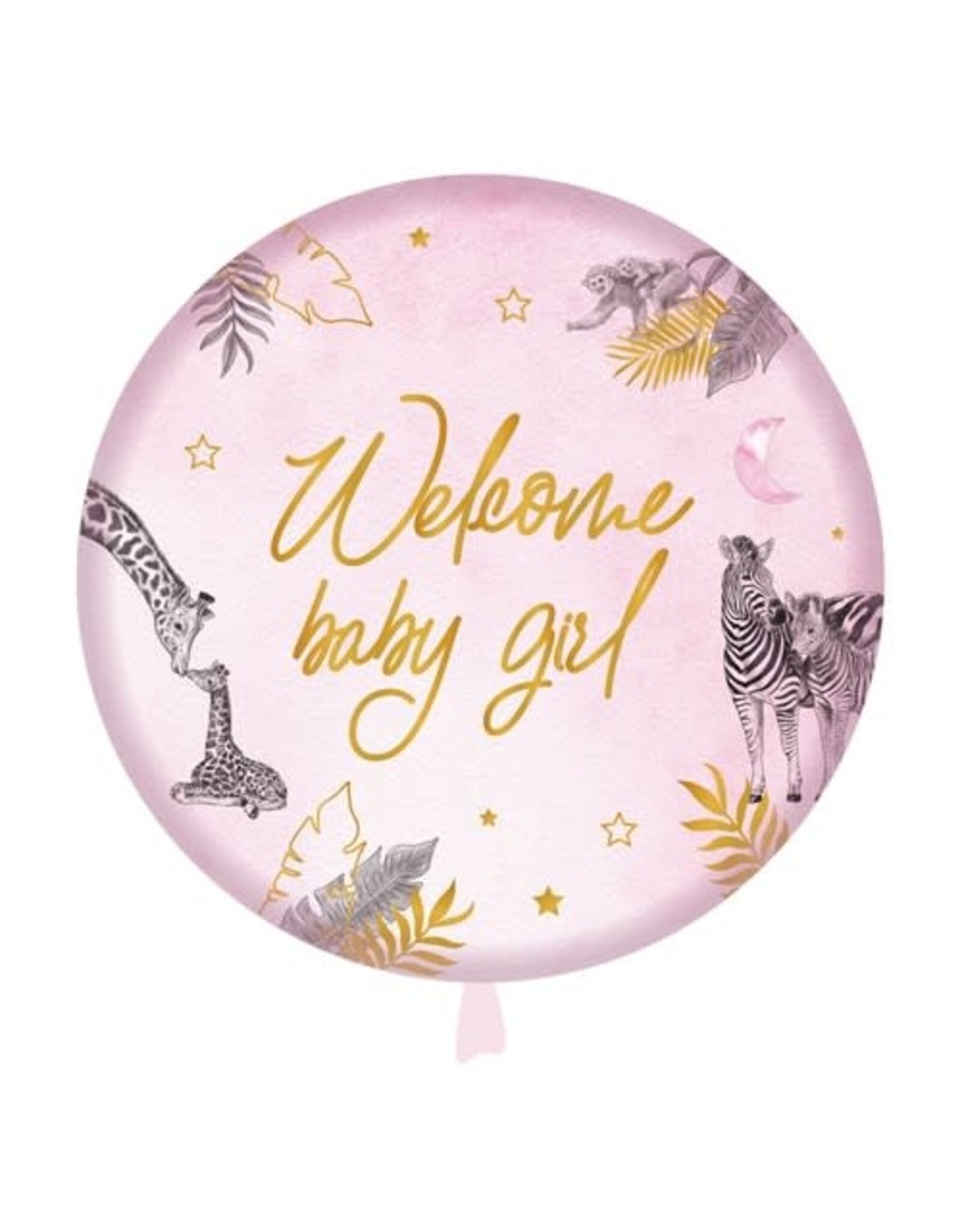 Folieballon baby safari welcome baby girl 45 cm