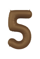 Folieballon choco bruin mat cijfer 5 86 cm