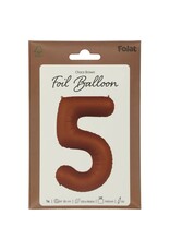 Folieballon choco bruin mat cijfer 5 86 cm