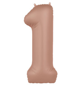 Folieballon vintage rose cijfer 1 86 cm