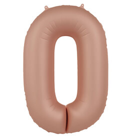 Folieballon vintage rose cijfer 0 86 cm