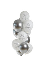 Latex ballonnenset 25th anniversary 33 cm 12 stuks