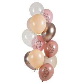 Latex ballonnenset baby girl 33 cm 12 stuks