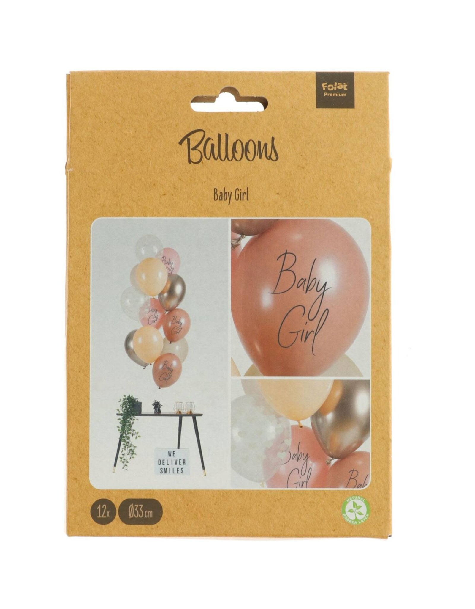 Latex ballonnenset baby girl 33 cm 12 stuks