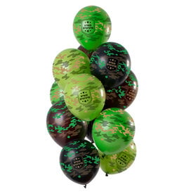 Latex ballonnenset birthday camouflage 33 cm 12 stuks