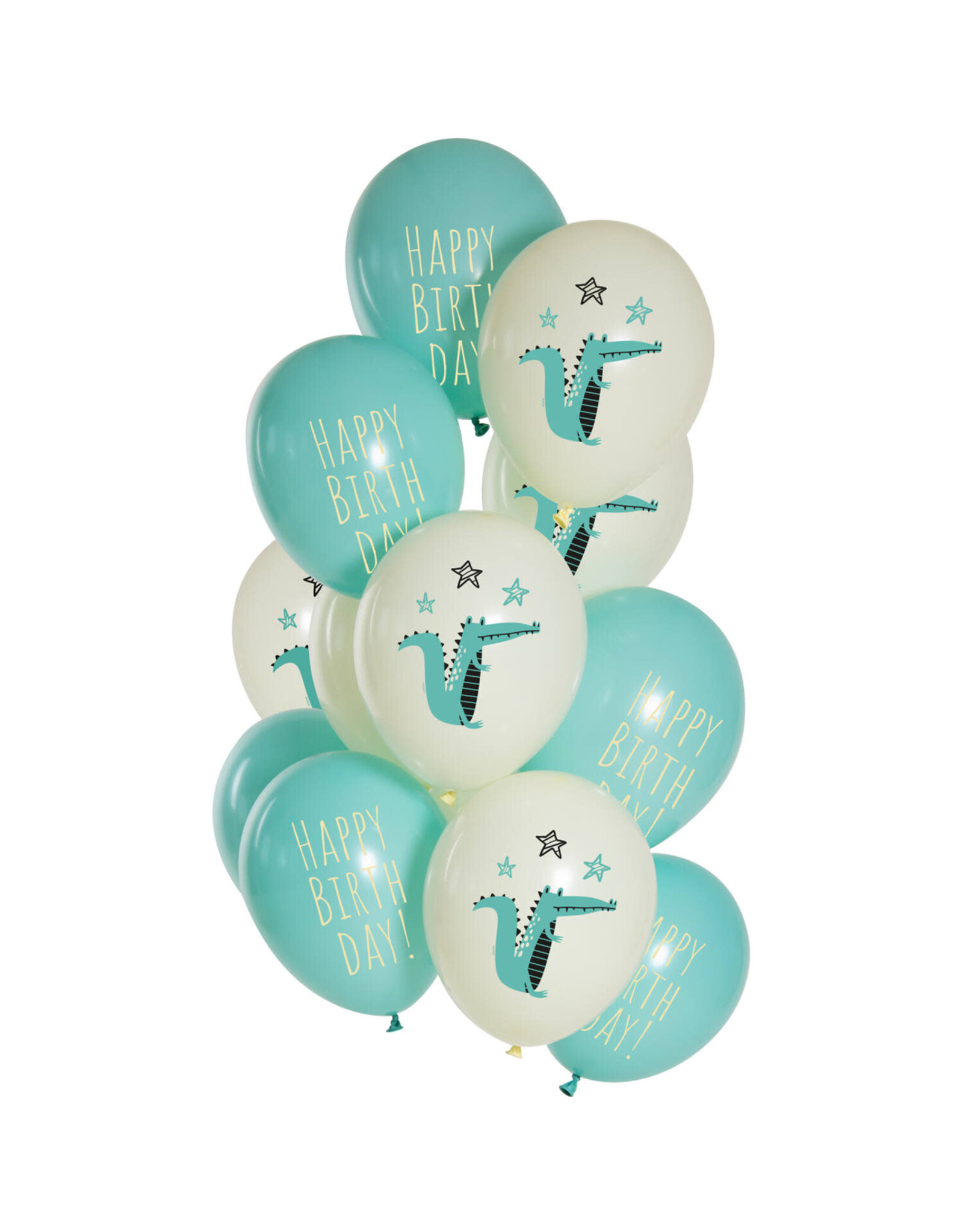 Latex ballonnenset birthday crocodile 33 cm 12 stuks