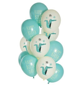 Latex ballonnenset birthday crocodile 33 cm 12 stuks