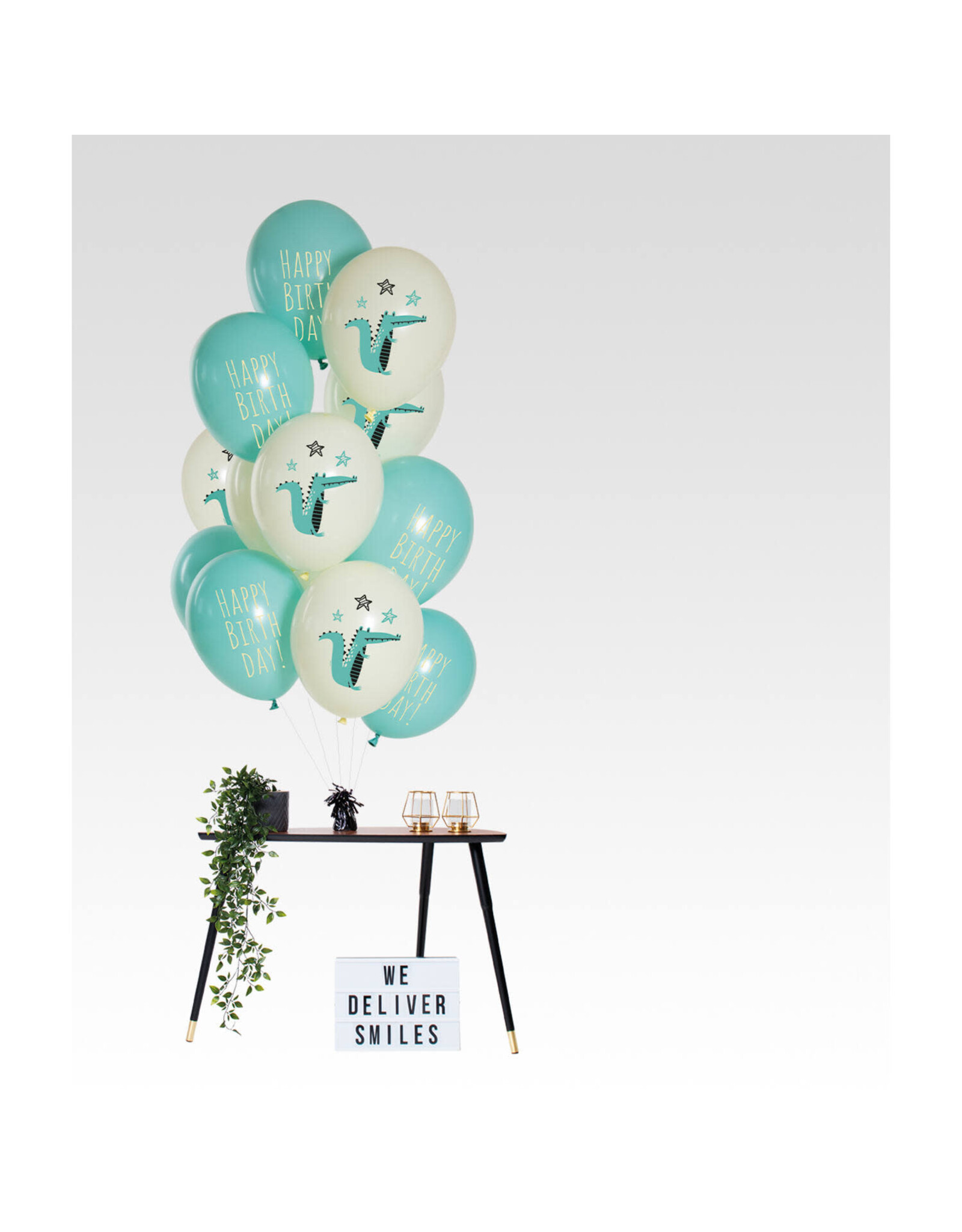 Latex ballonnenset birthday crocodile 33 cm 12 stuks