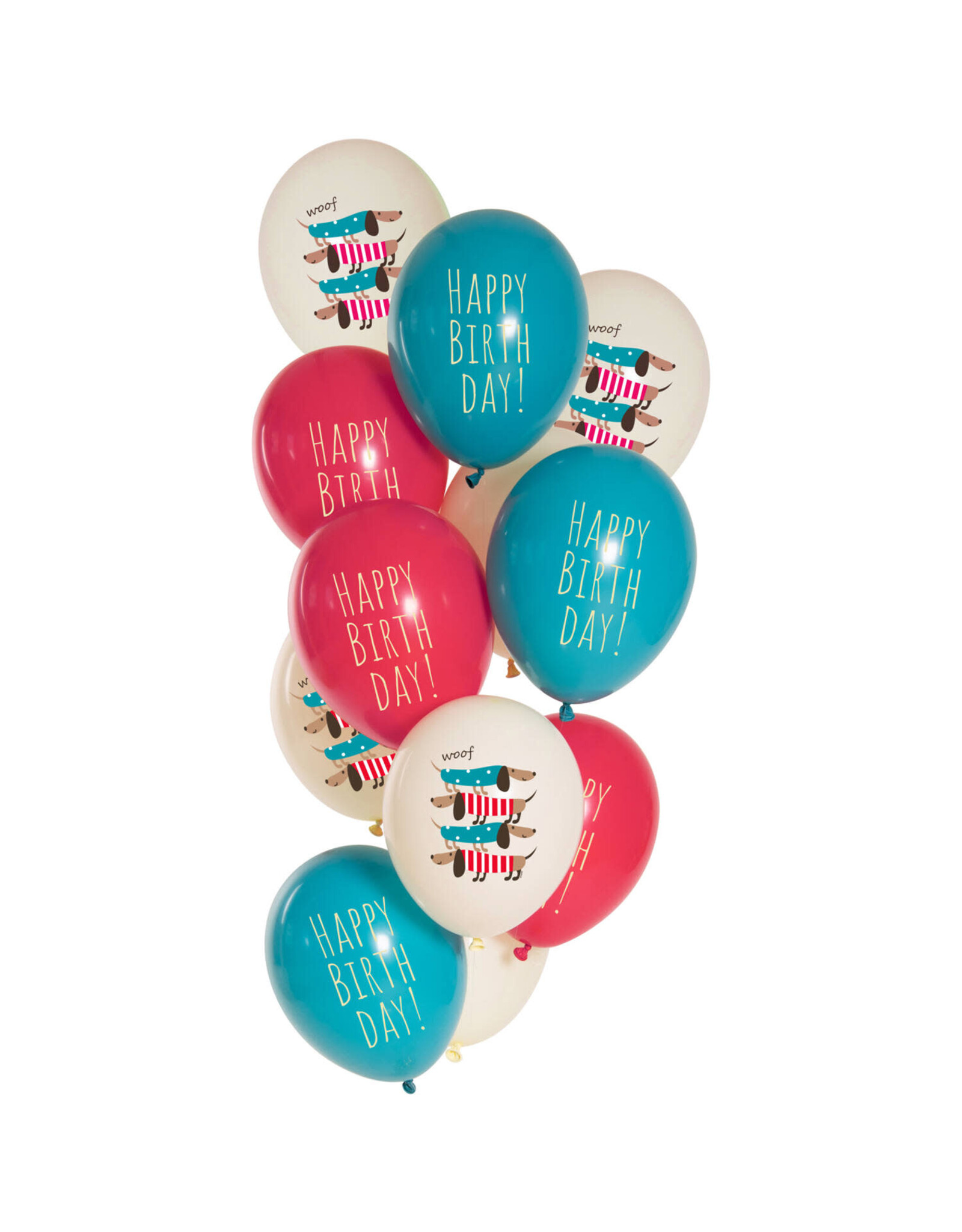 Latex ballonnenset birthday doggy 33 cm 12 stuks