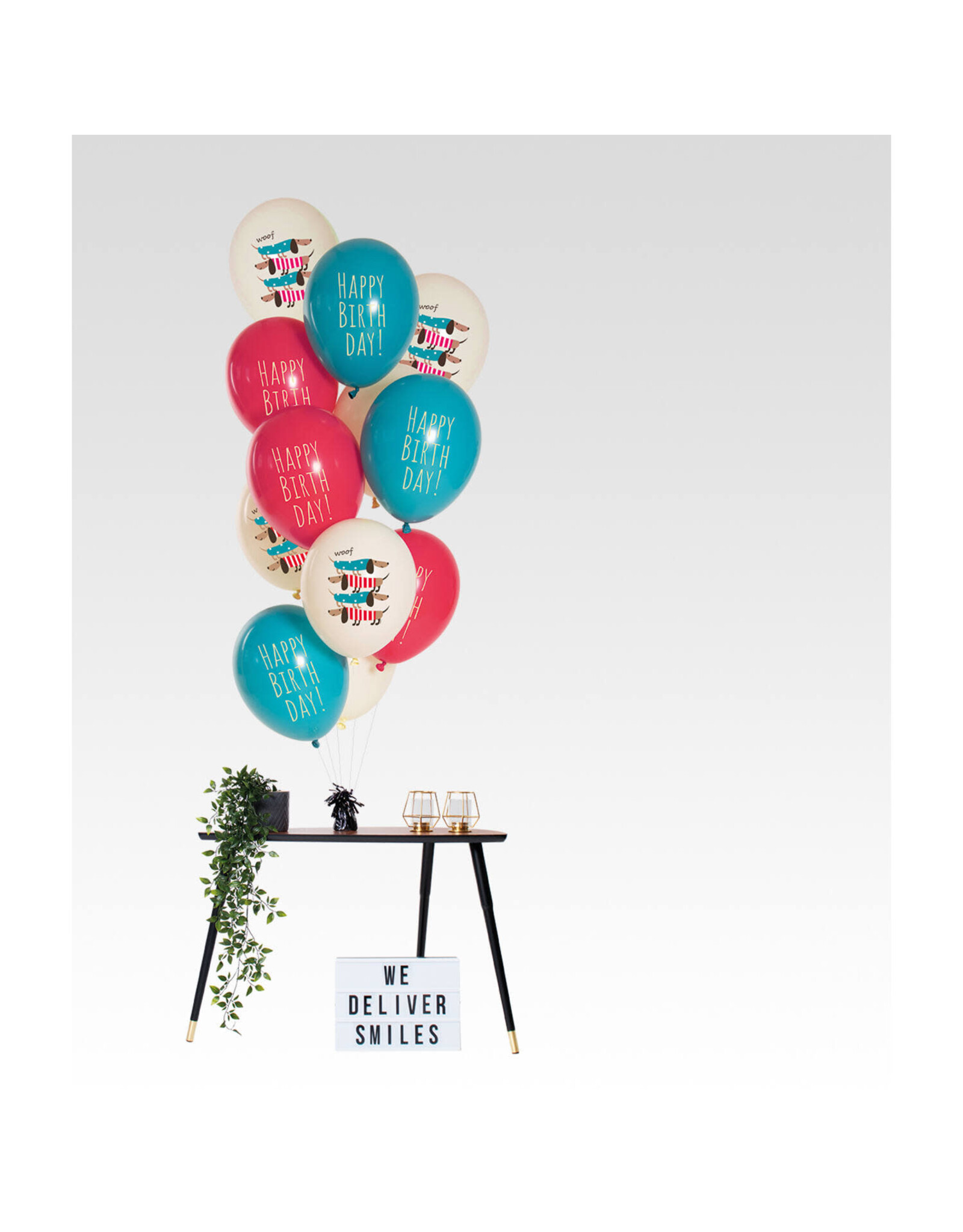 Latex ballonnenset birthday doggy 33 cm 12 stuks