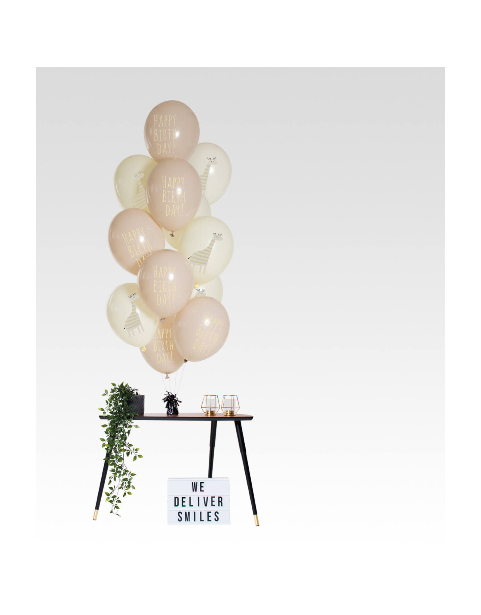 Latex ballonnenset birthday giraffe 33 cm 12 stuks