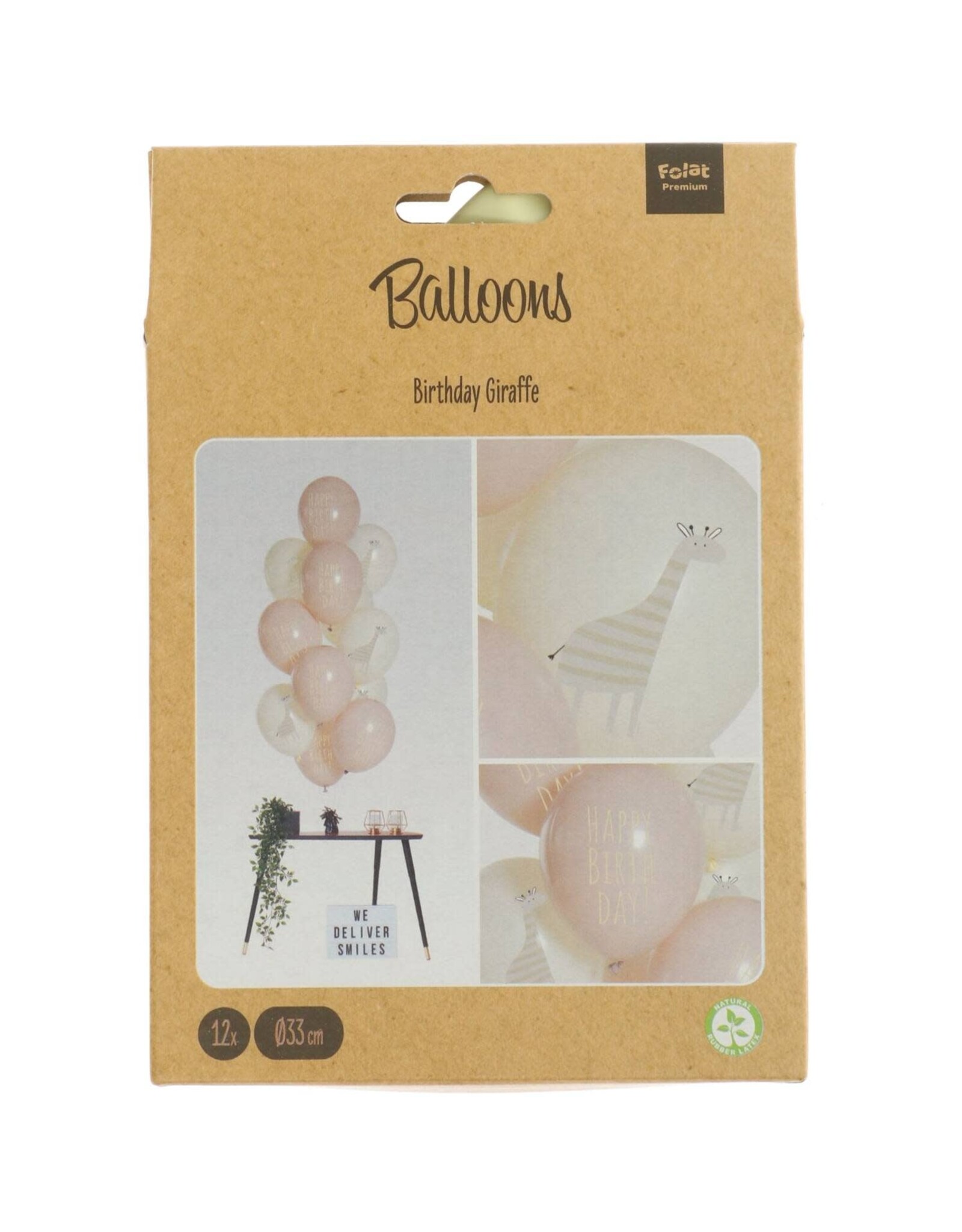 Latex ballonnenset birthday giraffe 33 cm 12 stuks