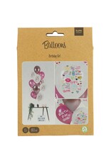 Latex ballonnenset birthday girly 33 cm 12 stuks
