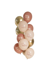 Latex ballonnenset birthday golden blossom 33 cm 12 stuks