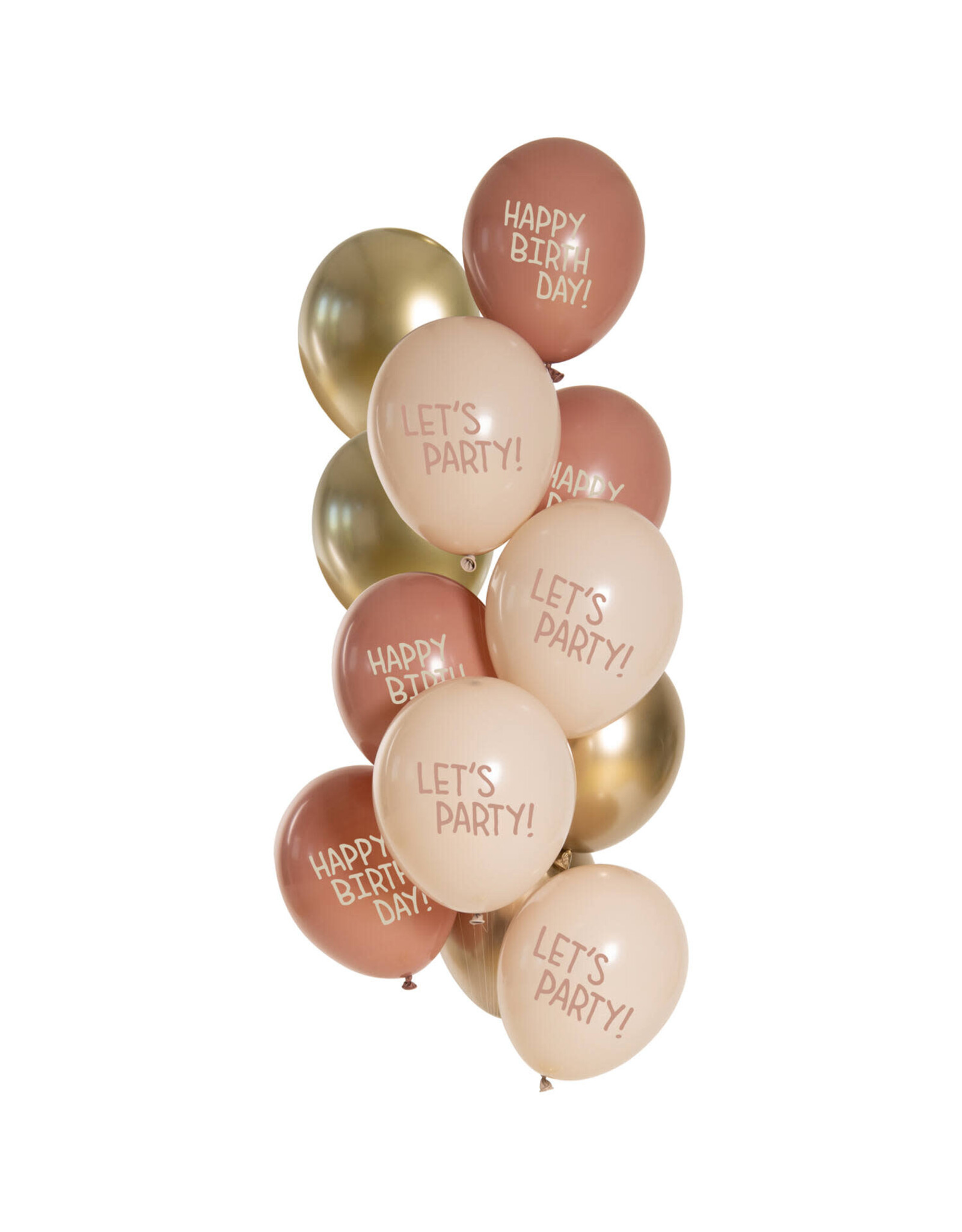 Latex ballonnenset birthday golden blossom 33 cm 12 stuks