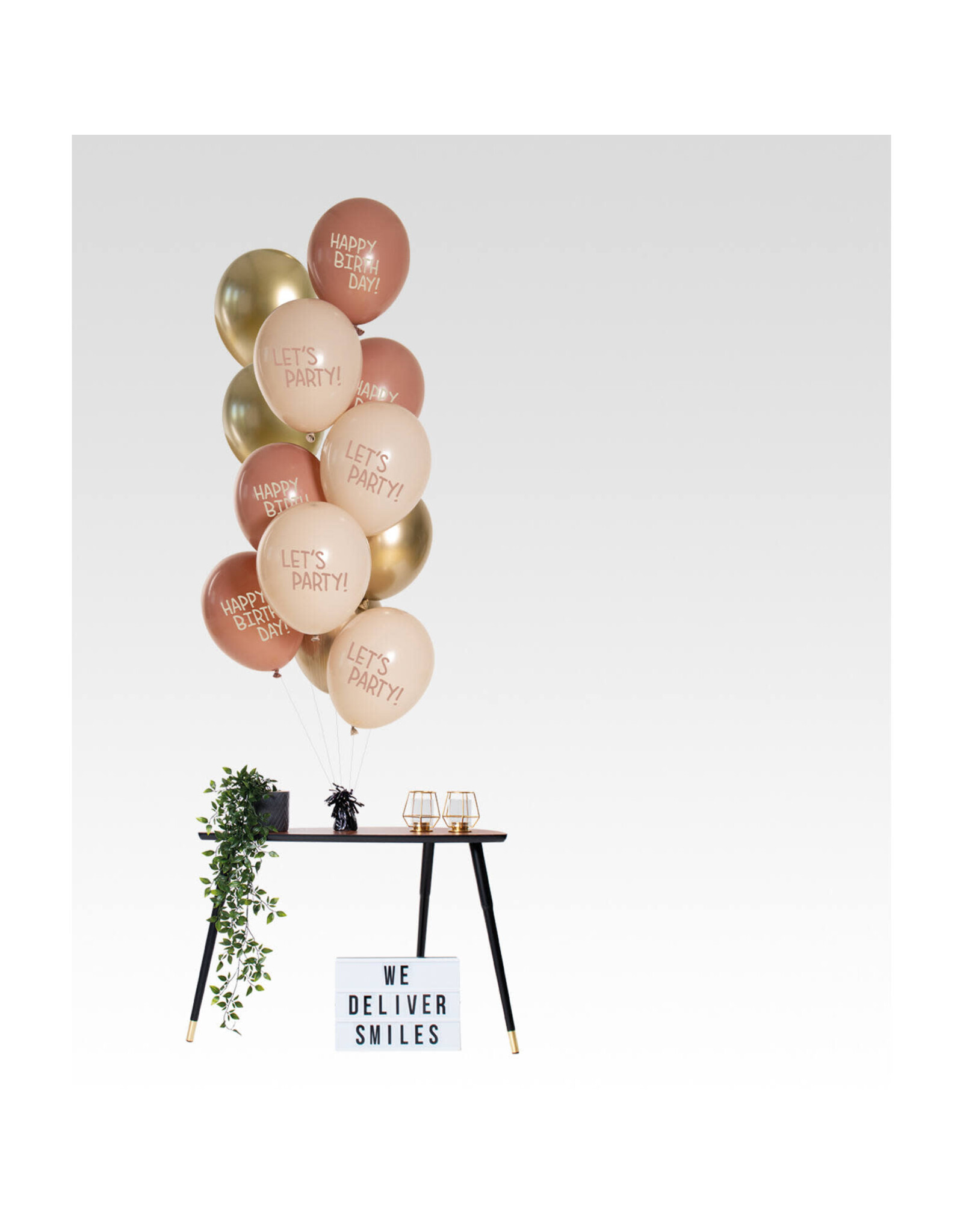 Latex ballonnenset birthday golden blossom 33 cm 12 stuks