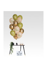 Latex ballonnenset birthday golden olive 33 cm 12 stuks