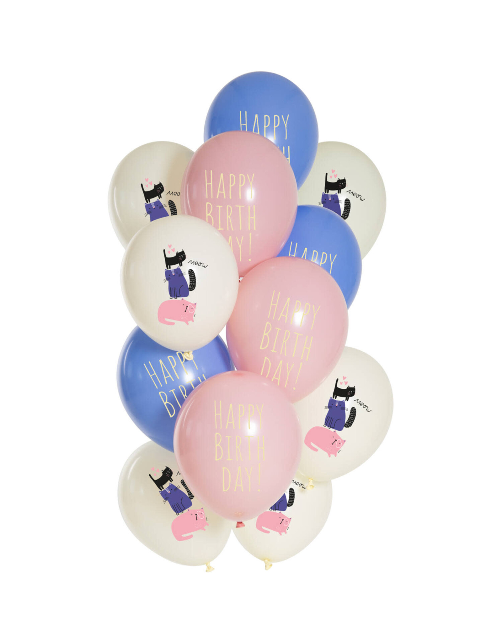 Latex ballonnenset birthday kitty 33 cm 12 stuks