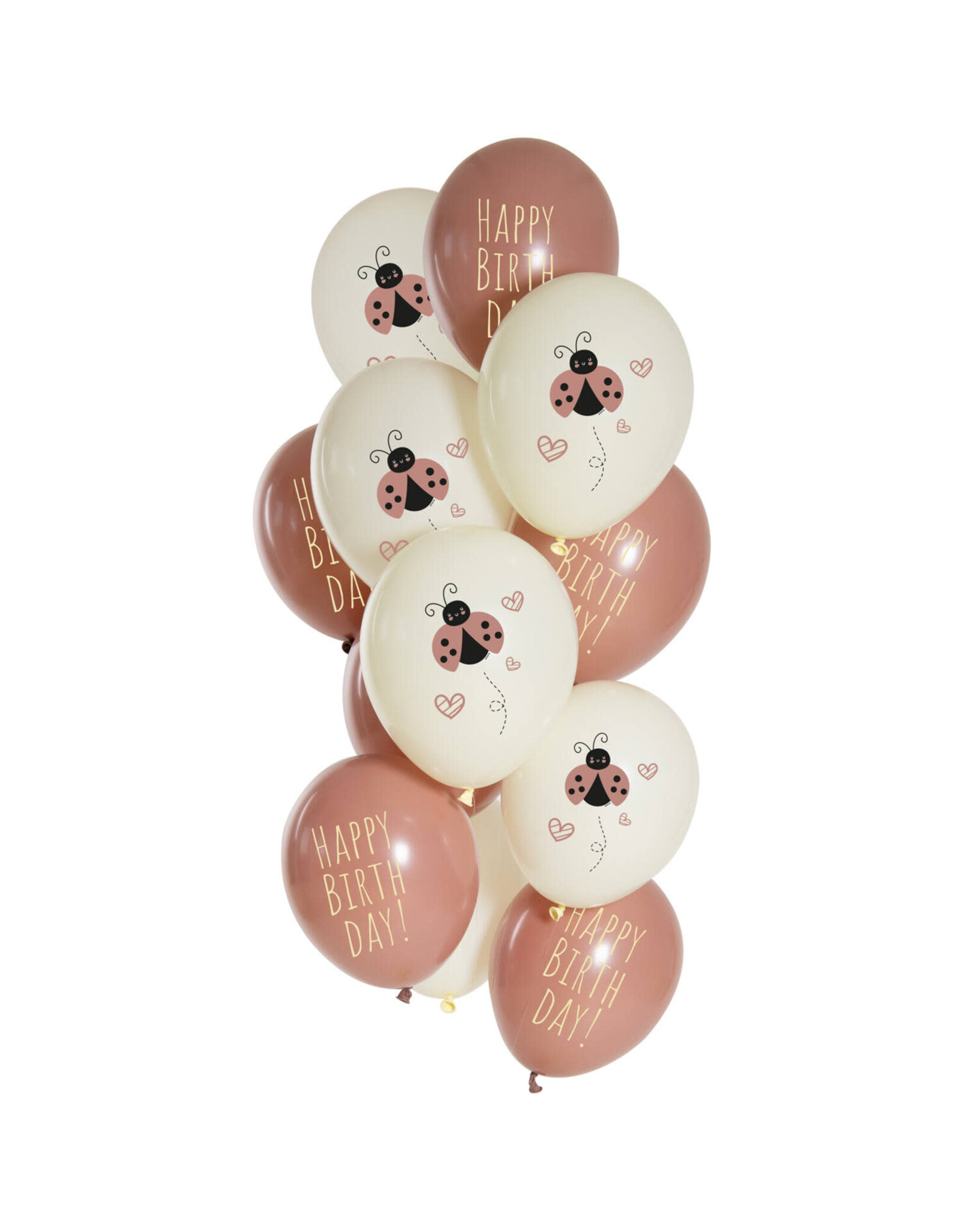 Latex ballonnenset birthday ladybug 33 cm 12 stuks