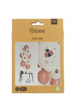 Latex ballonnenset birthday ladybug 33 cm 12 stuks