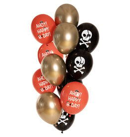 Latex ballonnenset birthday pirate 33 cm 12 stuks