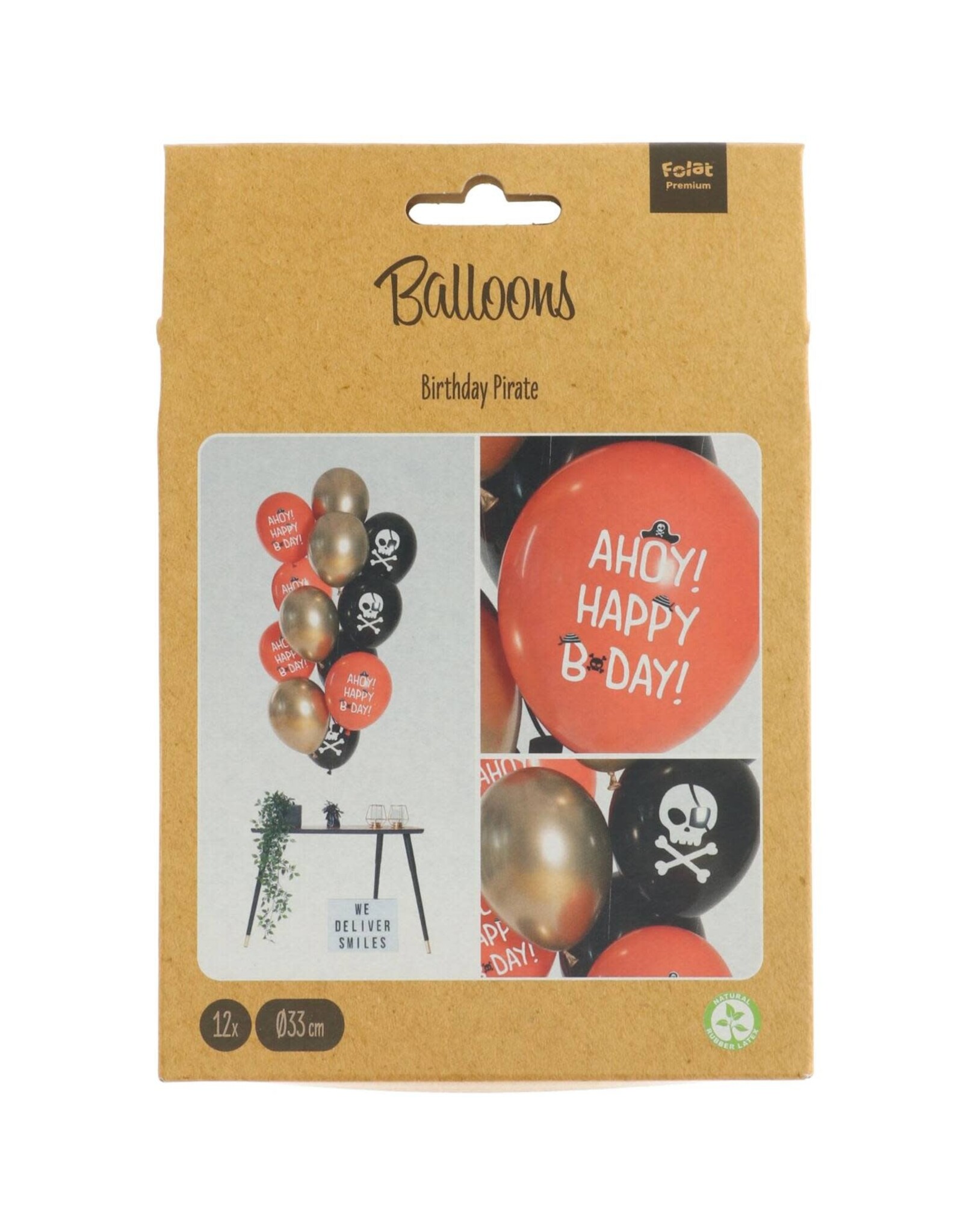 Latex ballonnenset birthday pirate 33 cm 12 stuks