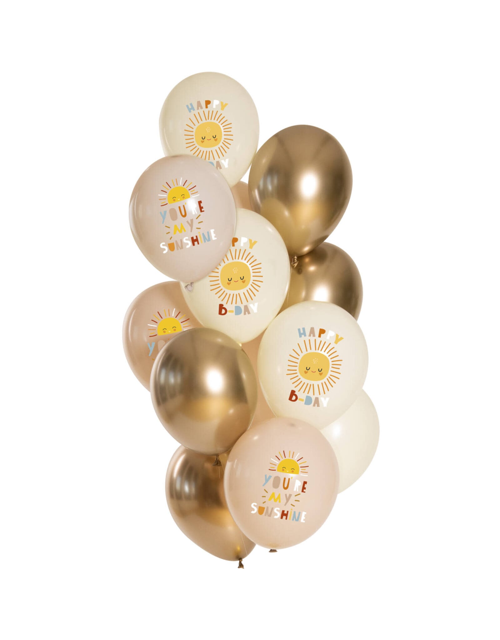 Latex ballonnenset birthday sunshine 33 cm 12 stuks