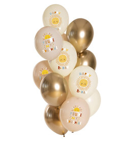 Latex ballonnenset birthday sunshine 33 cm 12 stuks