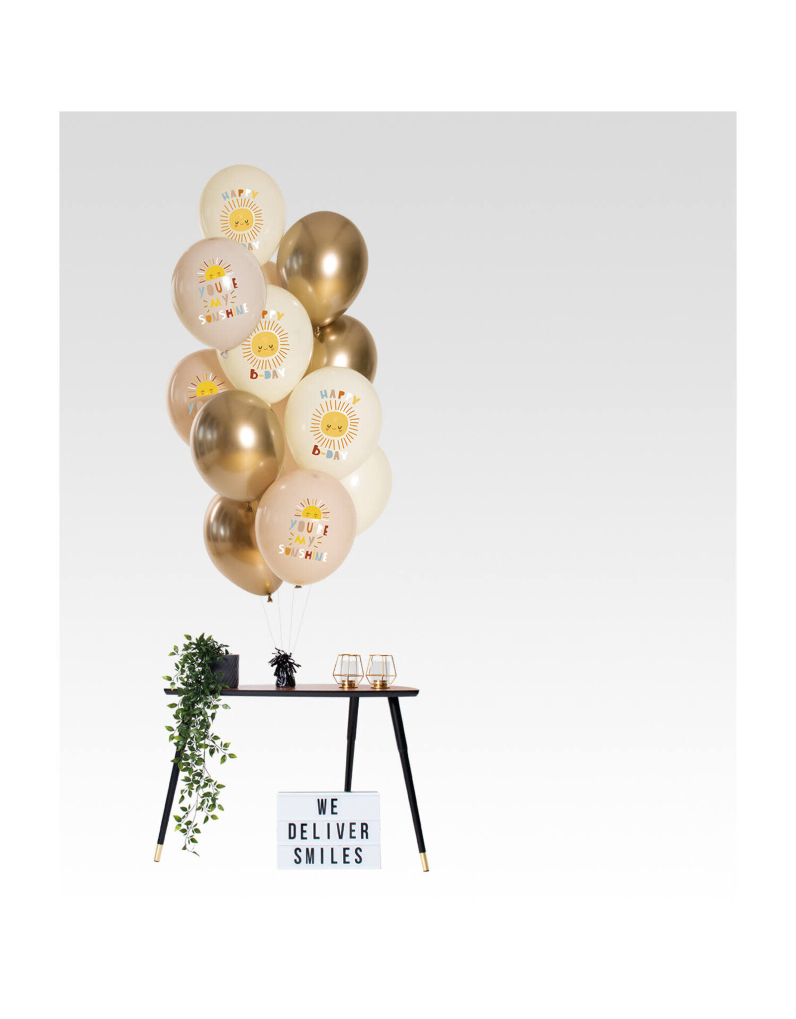 Latex ballonnenset birthday sunshine 33 cm 12 stuks