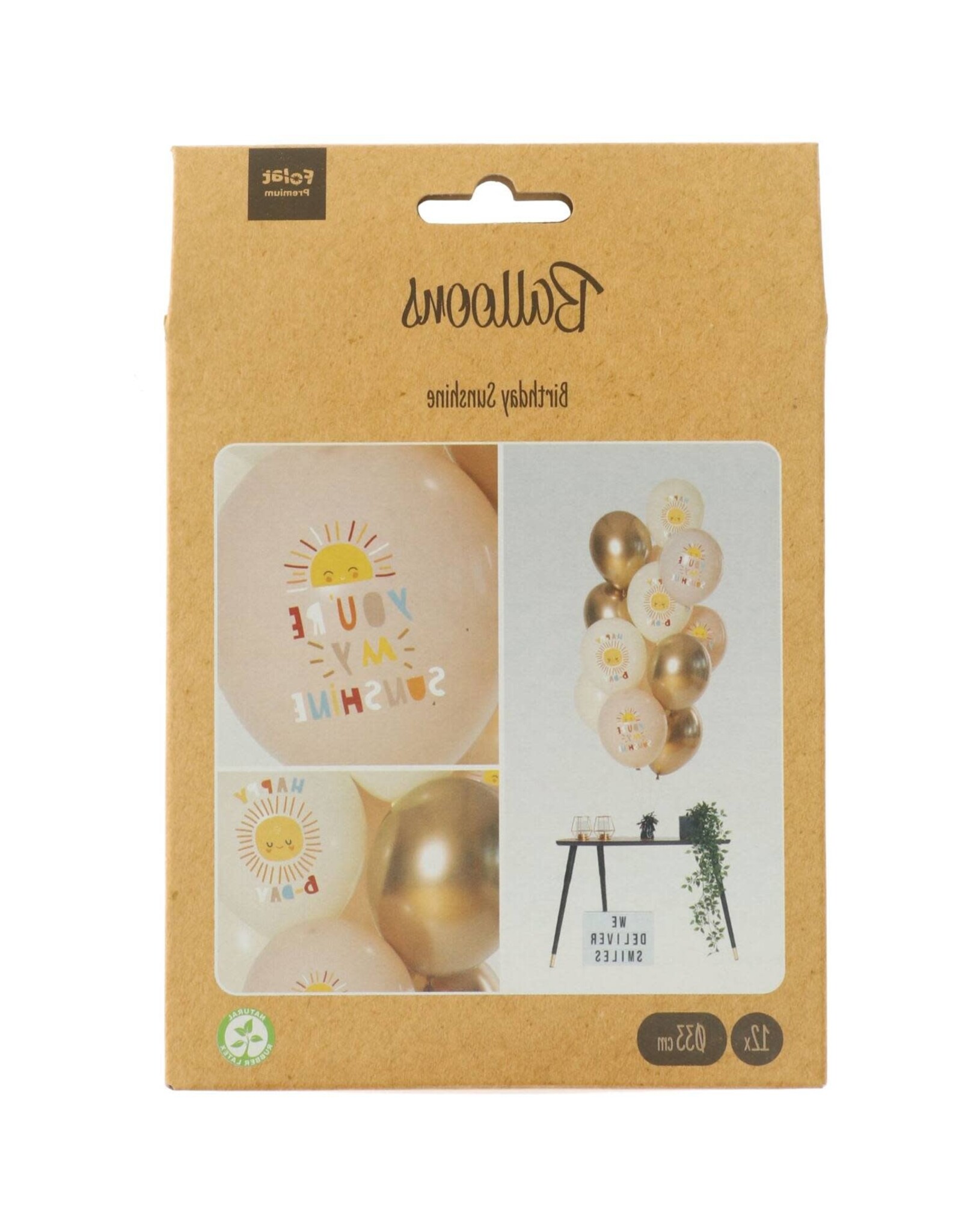 Latex ballonnenset birthday sunshine 33 cm 12 stuks