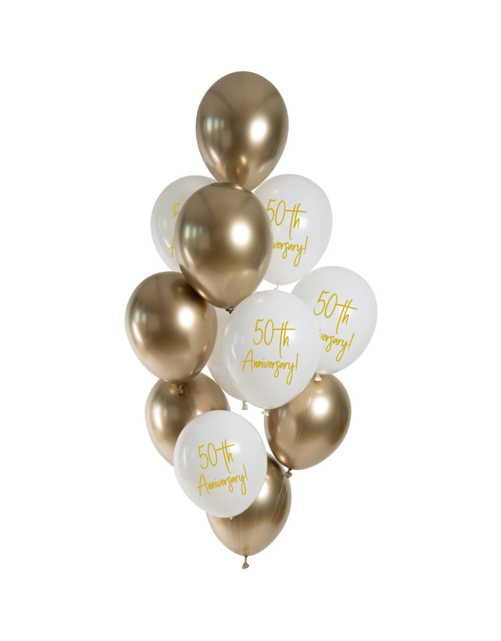 Latex ballonnenset golden 50th anniversary 33 cm 12 stuks