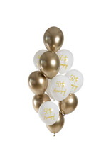 Latex ballonnenset golden 50th anniversary 33 cm 12 stuks
