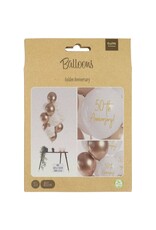 Latex ballonnenset golden 50th anniversary 33 cm 12 stuks