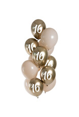 Latex ballonnenset golden latte 16 jaar 33 cm 12 stuks