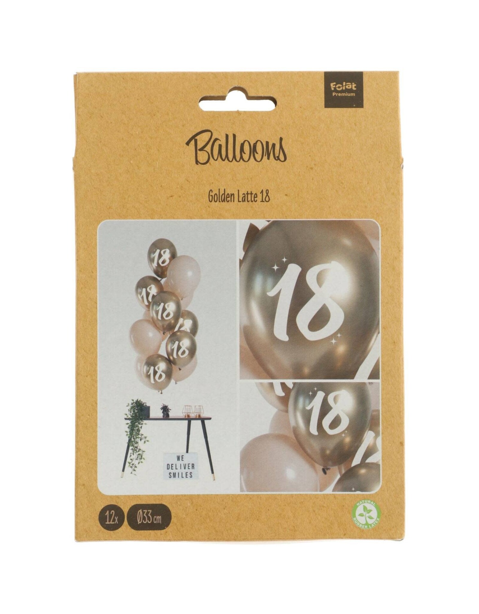 Latex ballonnenset golden latte 18 jaar 33 cm 12 stuks