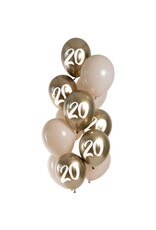 Latex ballonnenset golden latte 20 jaar 33 cm 12 stuks