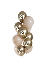Latex ballonnenset golden latte 21 jaar 33 cm 12 stuks