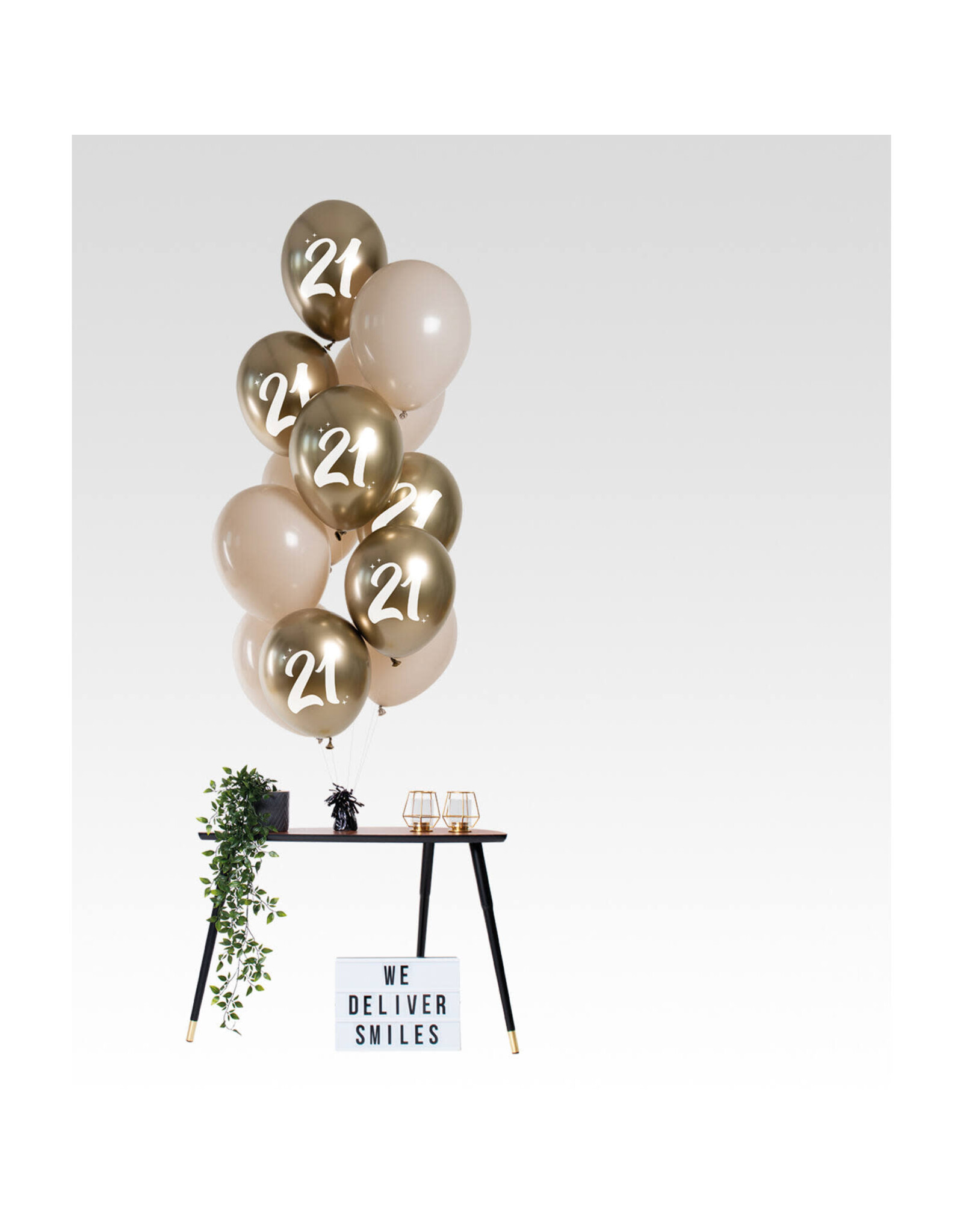 Latex ballonnenset golden latte 21 jaar 33 cm 12 stuks