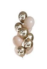 Latex ballonnenset golden latte 25 jaar 33 cm 12 stuks