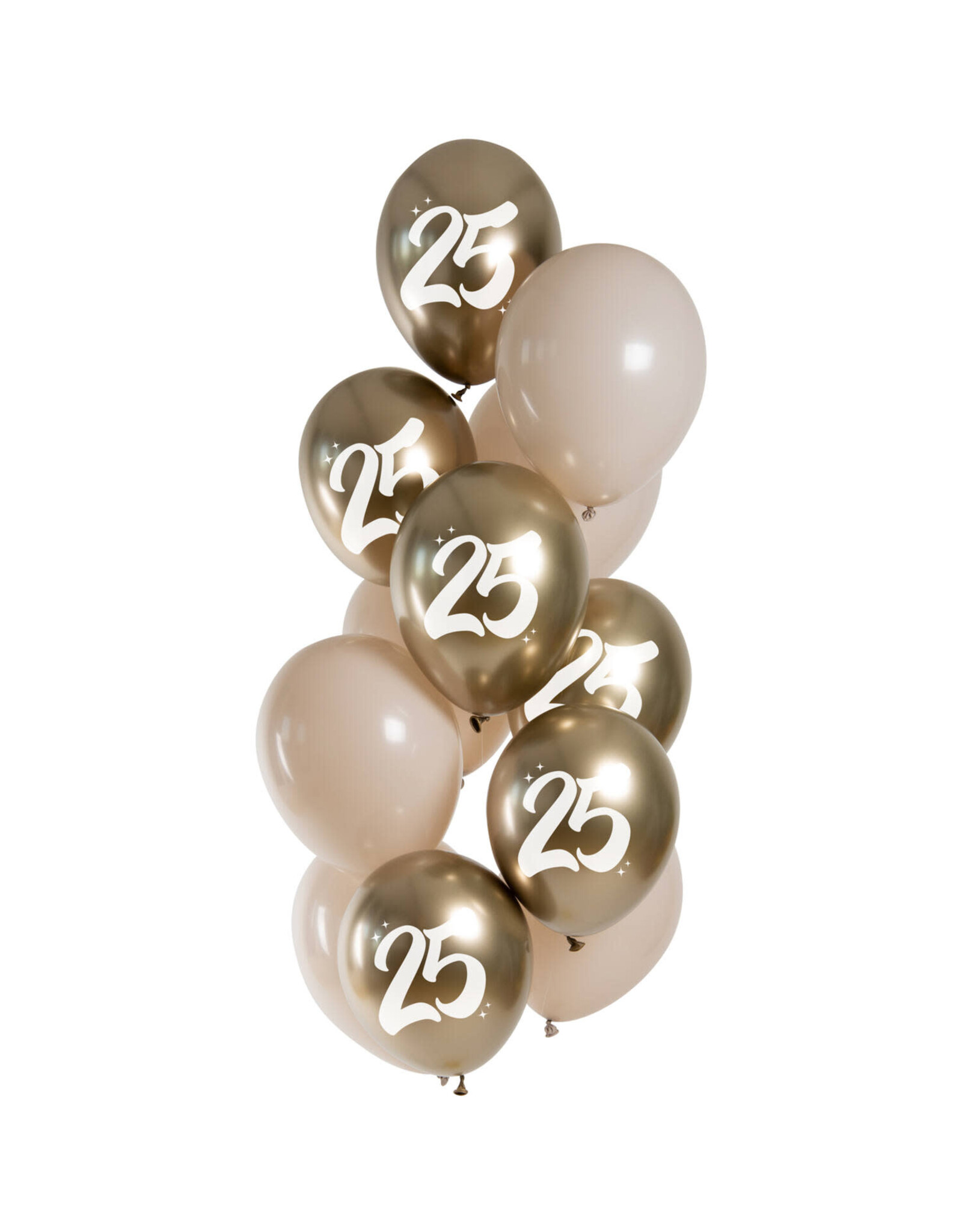 Latex ballonnenset golden latte 25 jaar 33 cm 12 stuks