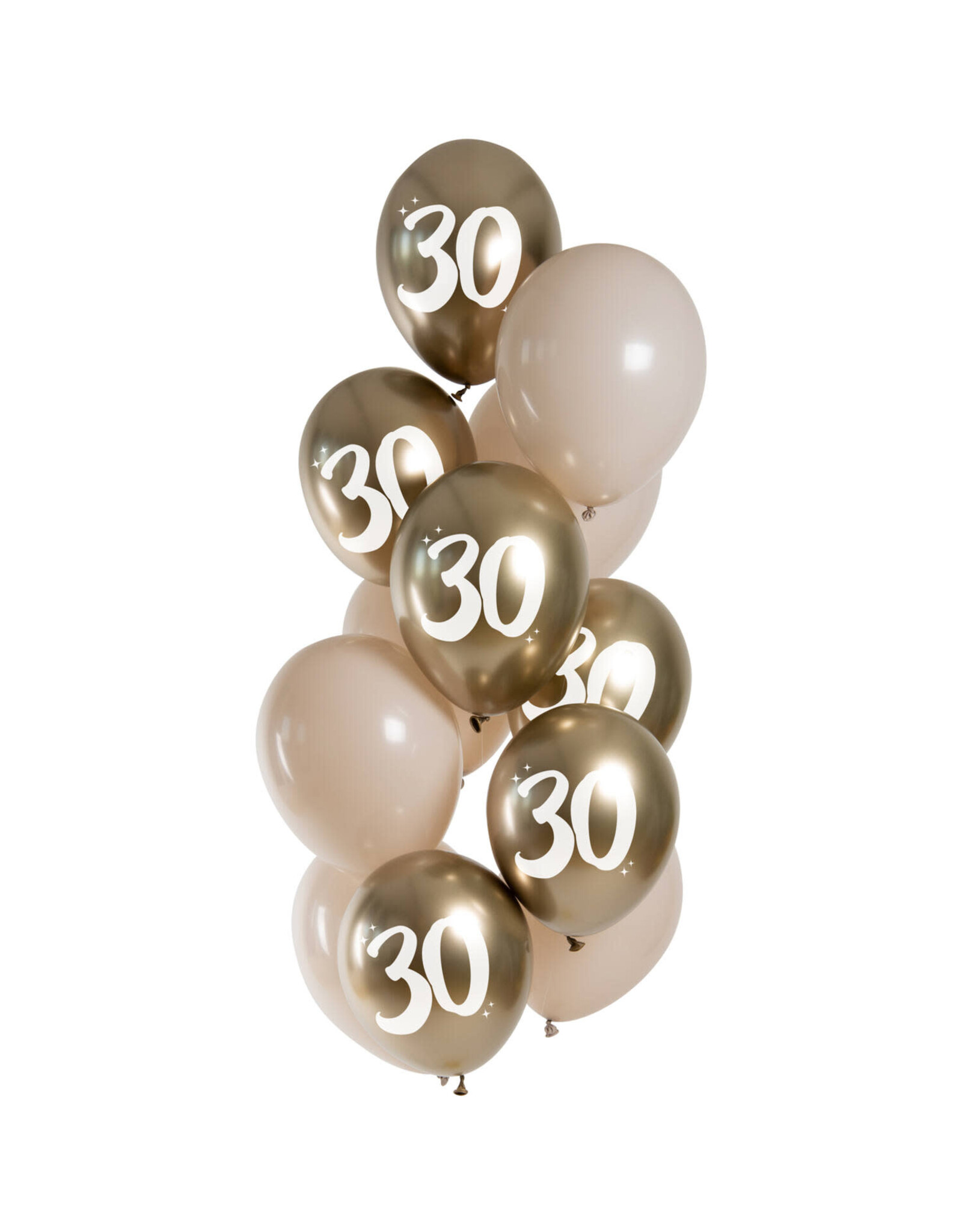 Latex ballonnenset golden latte 30 jaar 33 cm 12 stuks