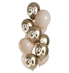 Latex ballonnenset golden latte 30 jaar 33 cm 12 stuks