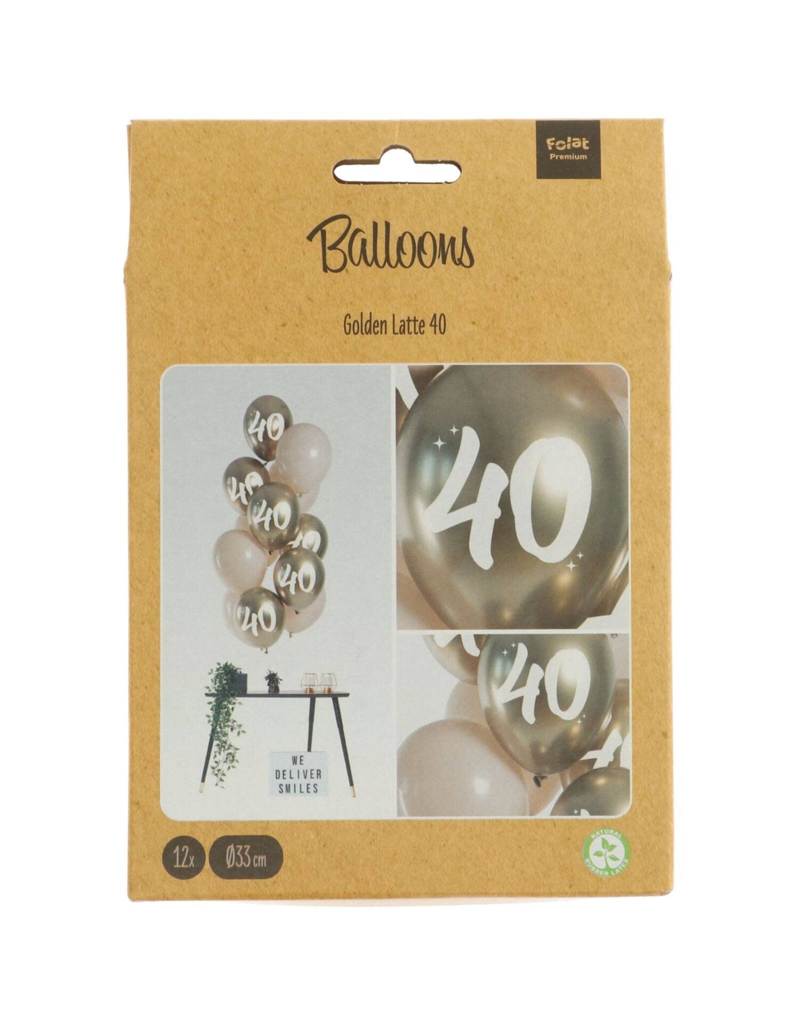 Latex ballonnenset golden latte 40 jaar 33 cm 12 stuks