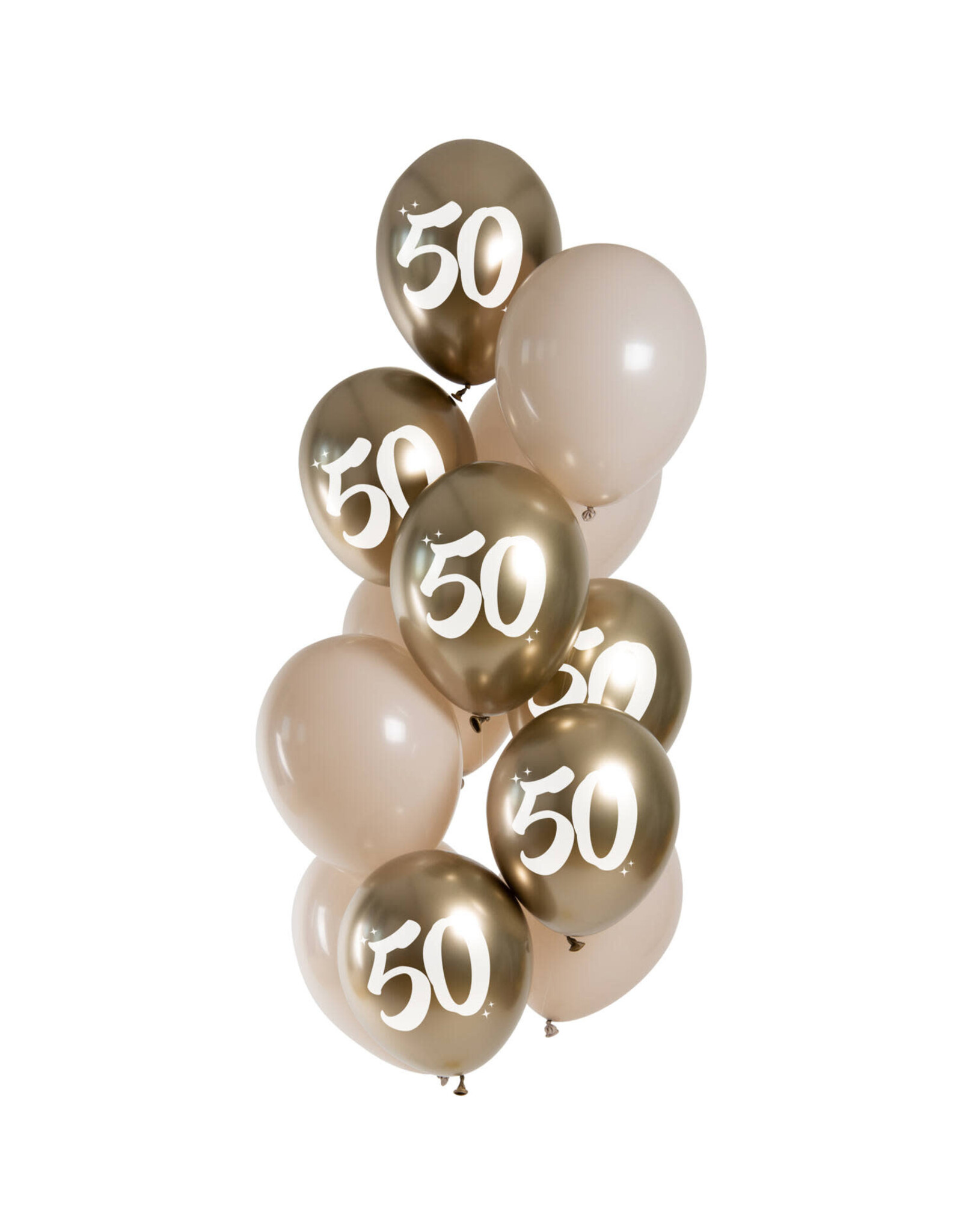 Latex ballonnenset golden latte 50 jaar 33 cm 12 stuks