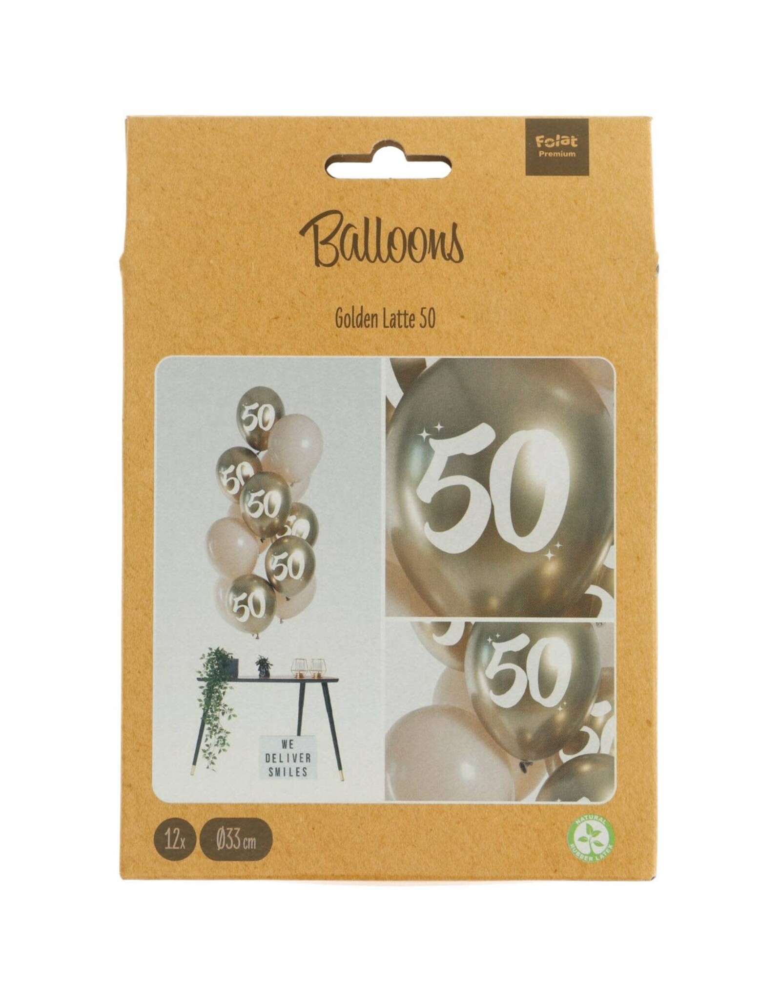 Latex ballonnenset golden latte 50 jaar 33 cm 12 stuks